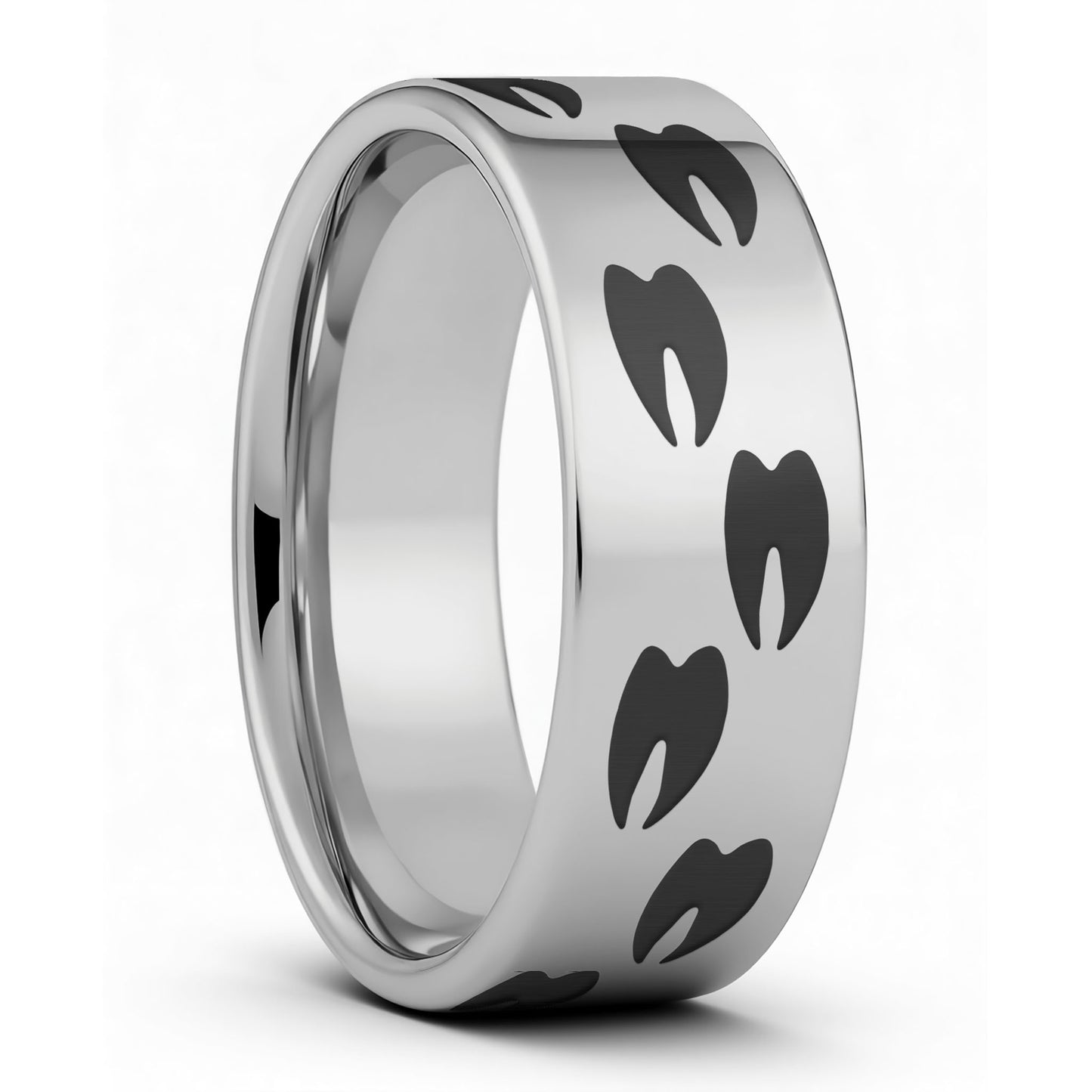 One Elk Tracks Tungsten Men's Wedding Band displayed on a plain white background