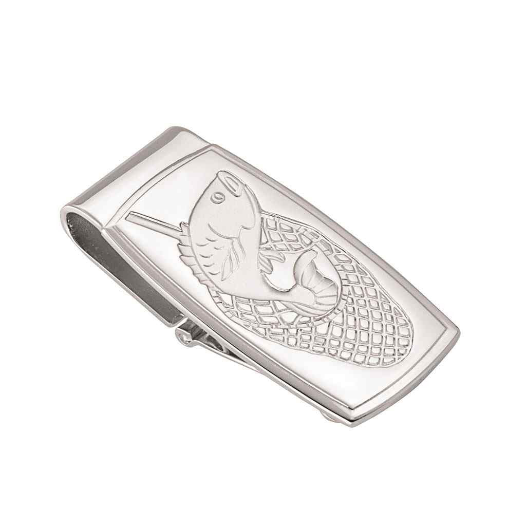 Fish Engraved Hinged Money Clip