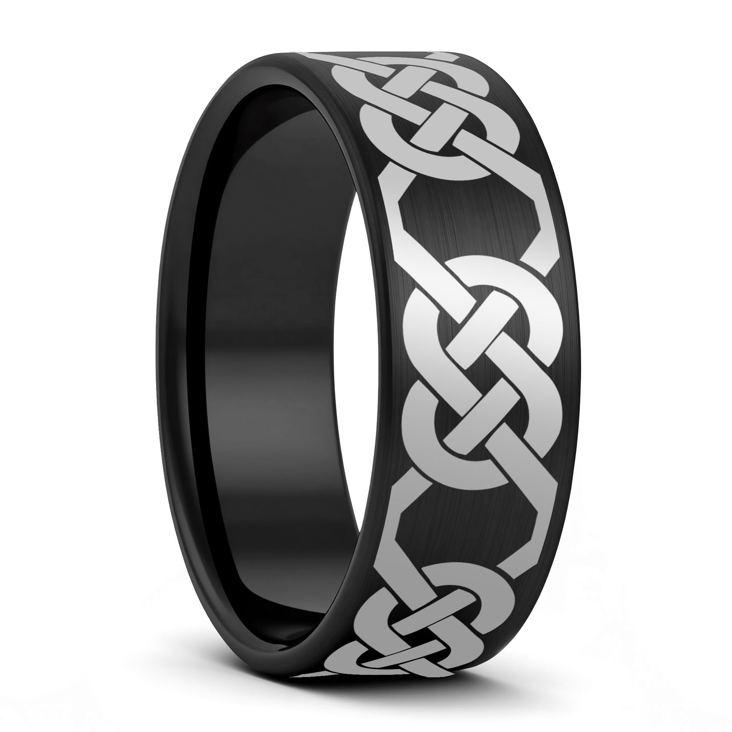 Eternity Celtic Knot Pattern Brushed Tungsten Wedding Band