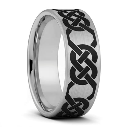 Eternity Celtic Knot Pattern Brushed Tungsten Wedding Band