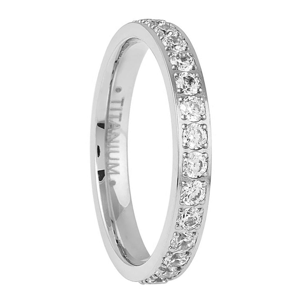 Eternity Cubic Zirconia Titanium Women's Wedding Band