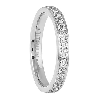 Eternity Cubic Zirconia Titanium Women's Wedding Band