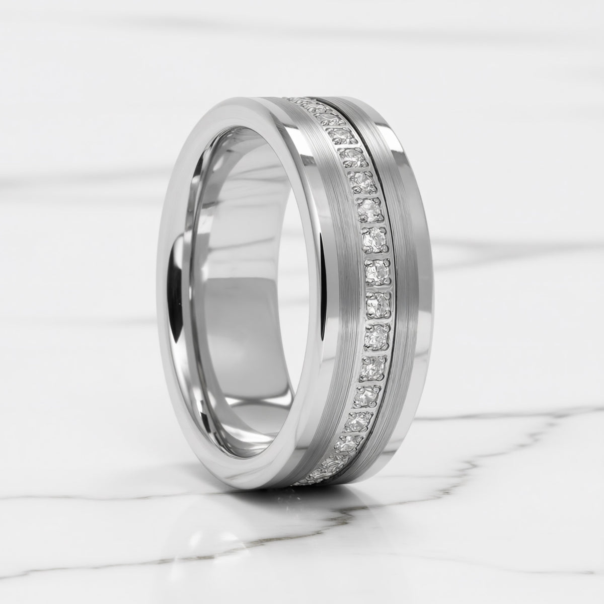Eternity Cubic Zirconia Tungsten Men's Wedding Band