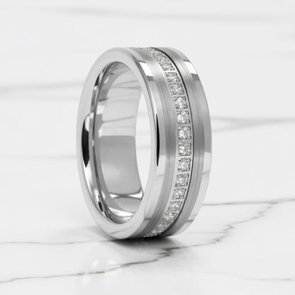 Eternity Cubic Zirconia Tungsten Men's Wedding Band