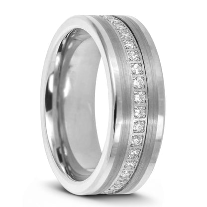 Eternity Cubic Zirconia Tungsten Men's Wedding Band
