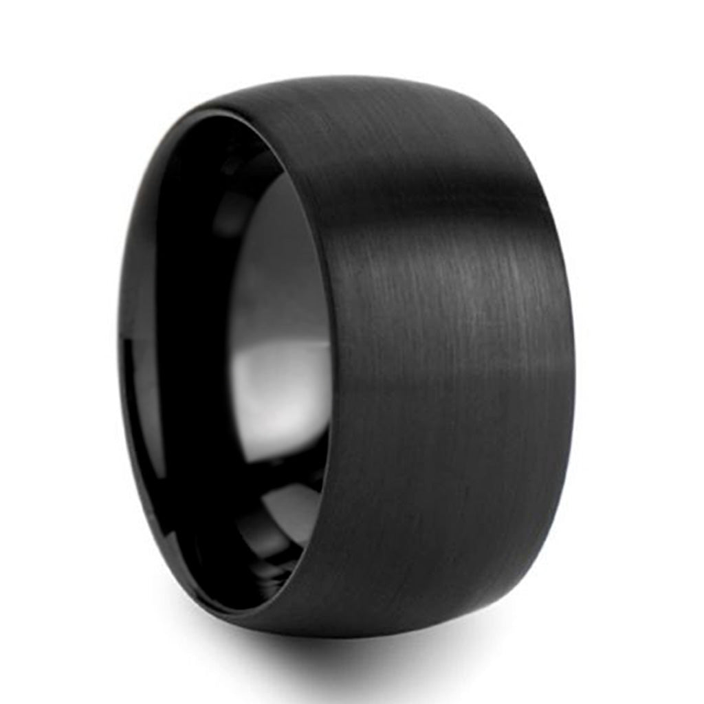 Extra-Wide Brushed Domed Black Tungsten Men's Wedding Band