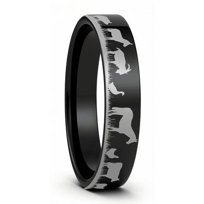 Farm Animals Tungsten Men's Wedding Band