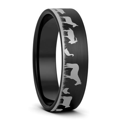 Farm Animals Tungsten Men's Wedding Band