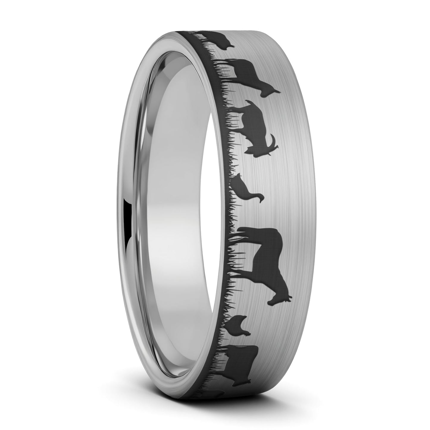 Farm Animals Tungsten Men's Wedding Band
