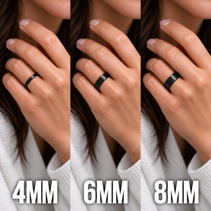 Black Ceramic Women's Wedding Band with Black Walnut Wood Inlay