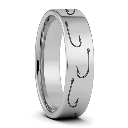 Fishing Hook Tungsten Men's Wedding Band