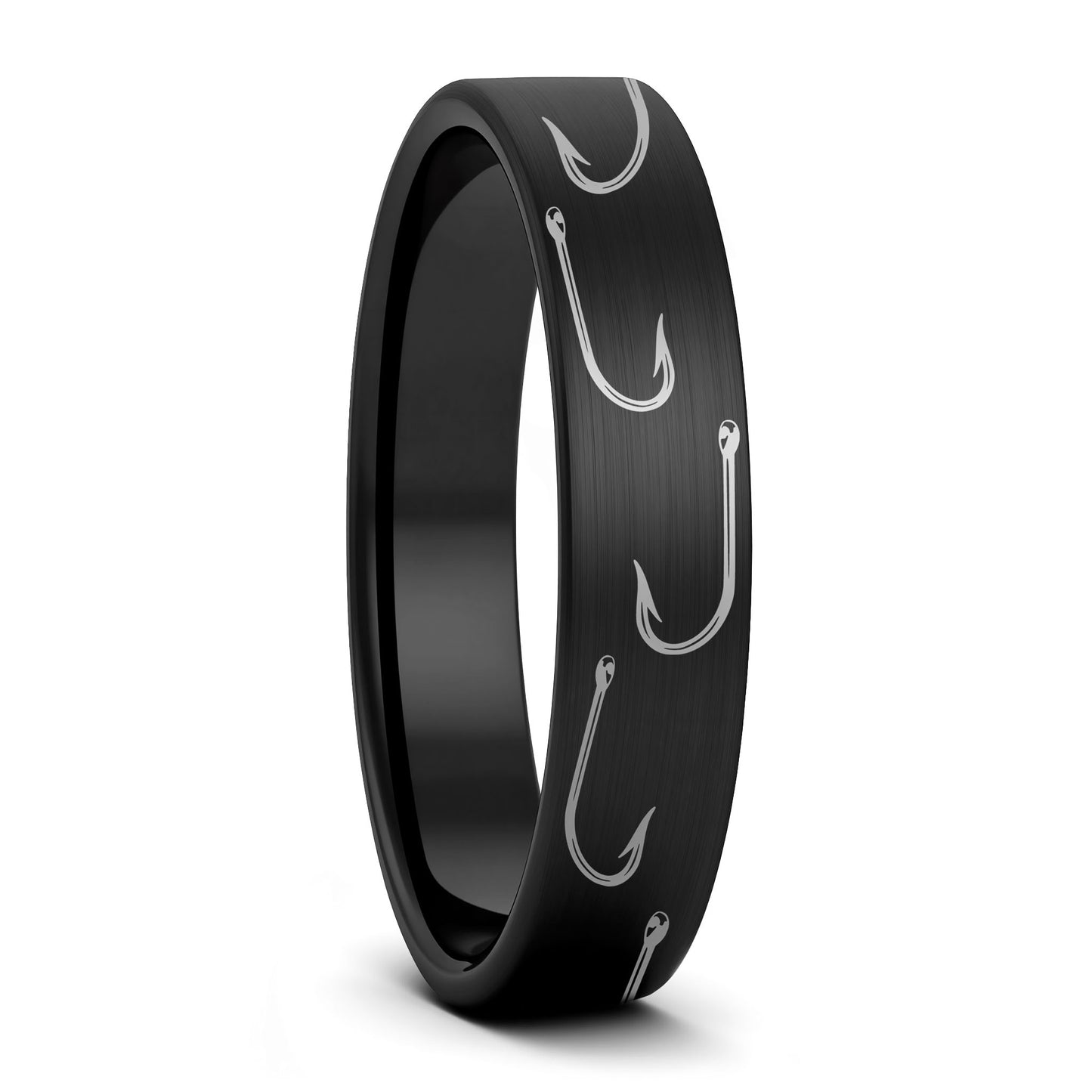 Fishing Hook Brushed Tungsten Men's Wedding Band