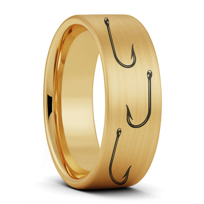 Fishing Hook Brushed Tungsten Men's Wedding Band