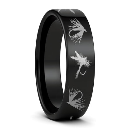Fly Fishing Lures Tungsten Men's Wedding Band