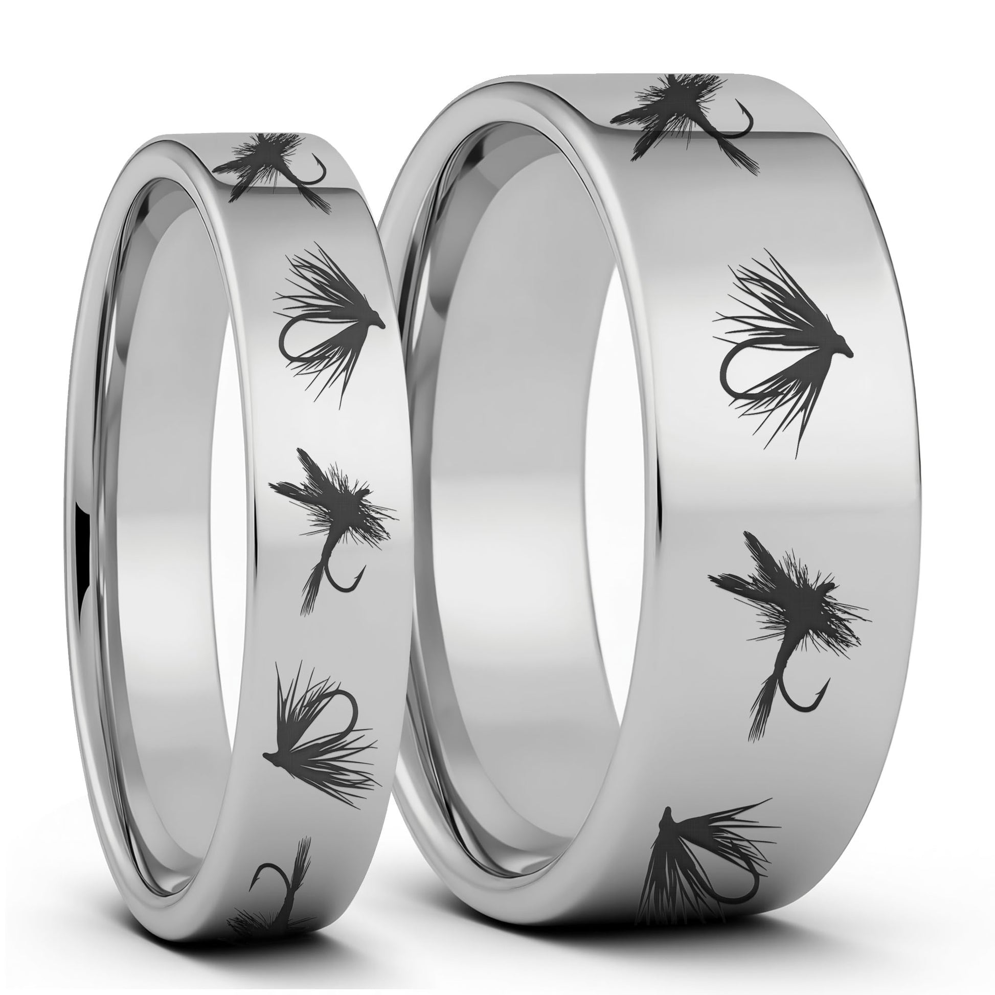 fish lure wedding rings Fly Fishing Lures Tungsten Couple's Matching Wedding Band Set