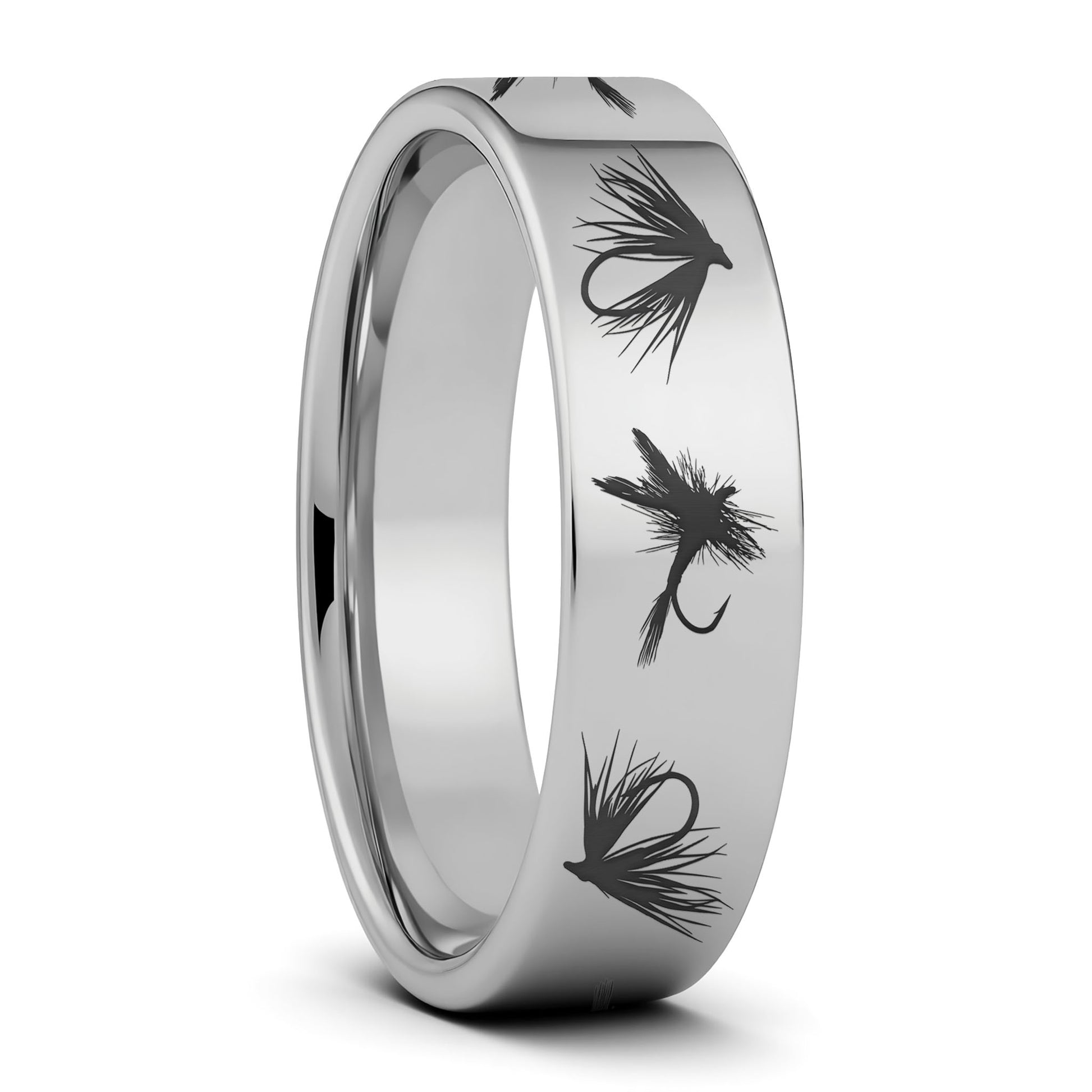 Fly Fishing Lures Tungsten Men's Wedding Band, 10mm, Size 15.0