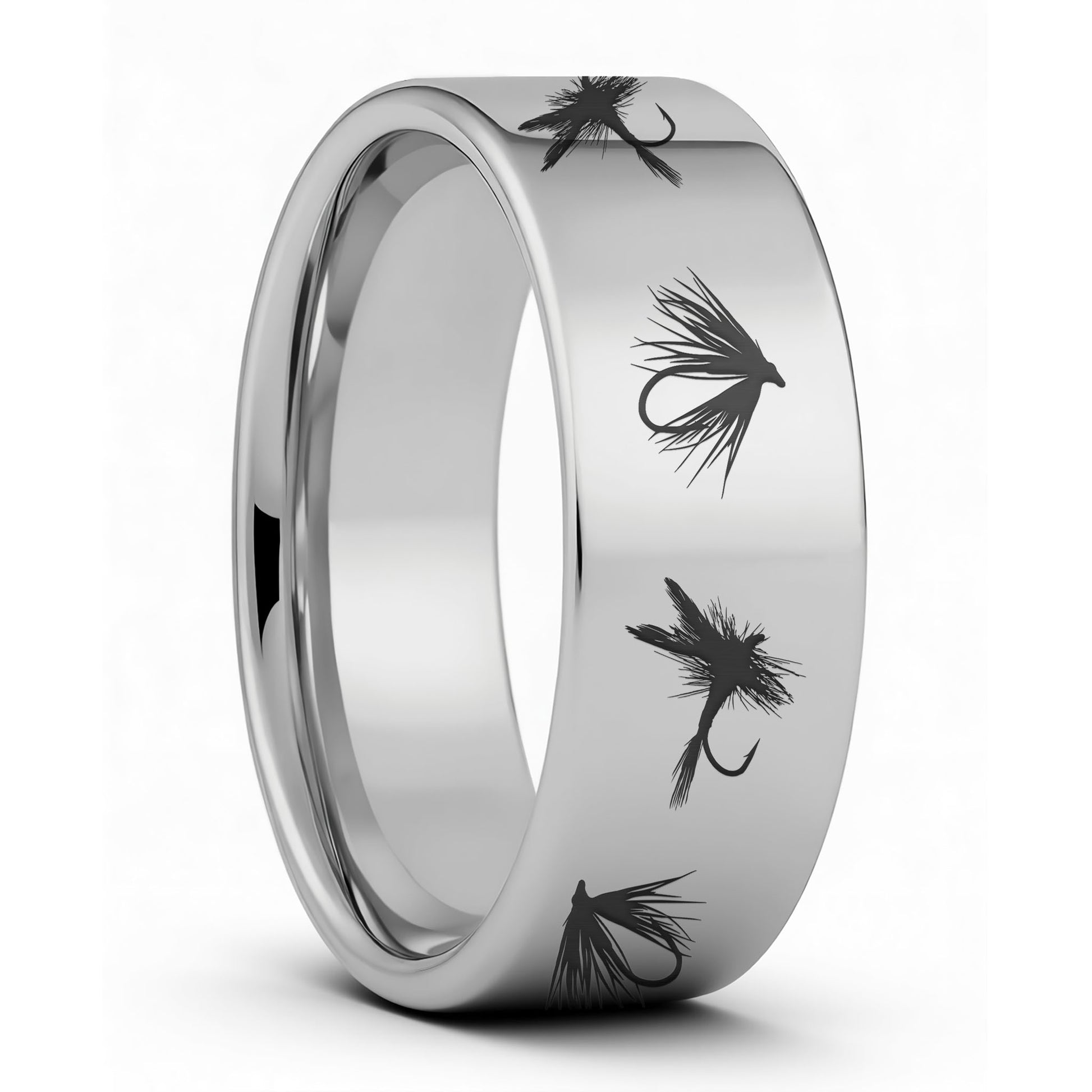 Fly Fishing Lures Tungsten Men's Wedding Band, 10mm, Size 15.0