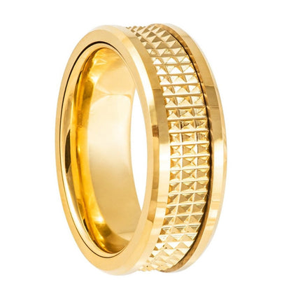 Alliance géométrique pyramide en tungstène pour homme
