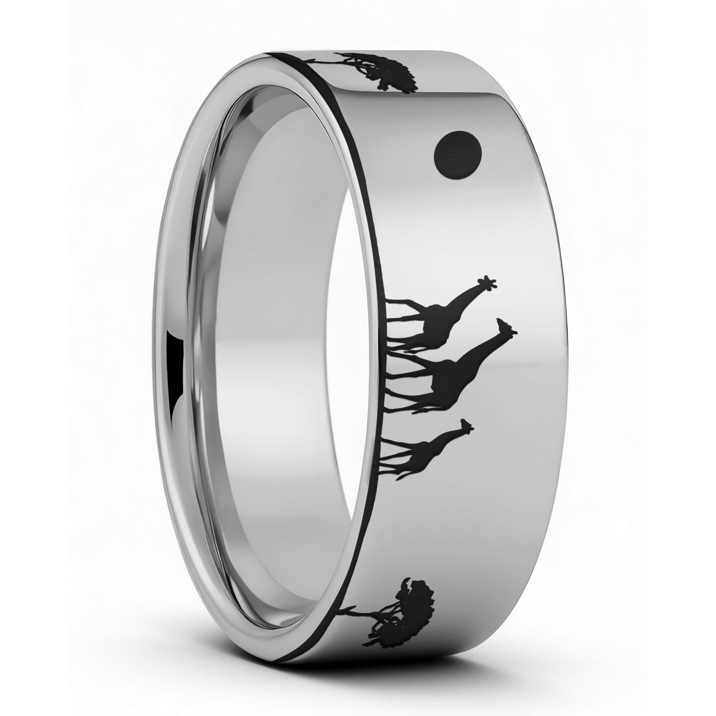One Giraffe Tungsten Men's Wedding Band displayed on a plain white background