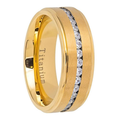 Titanium Men's Wedding Band with Cubic Zirconia