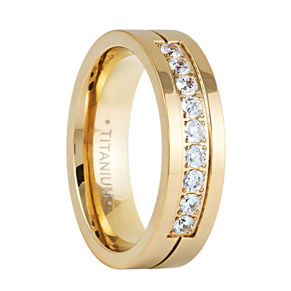 Titanium Men's Wedding Band with Cubic Zirconia