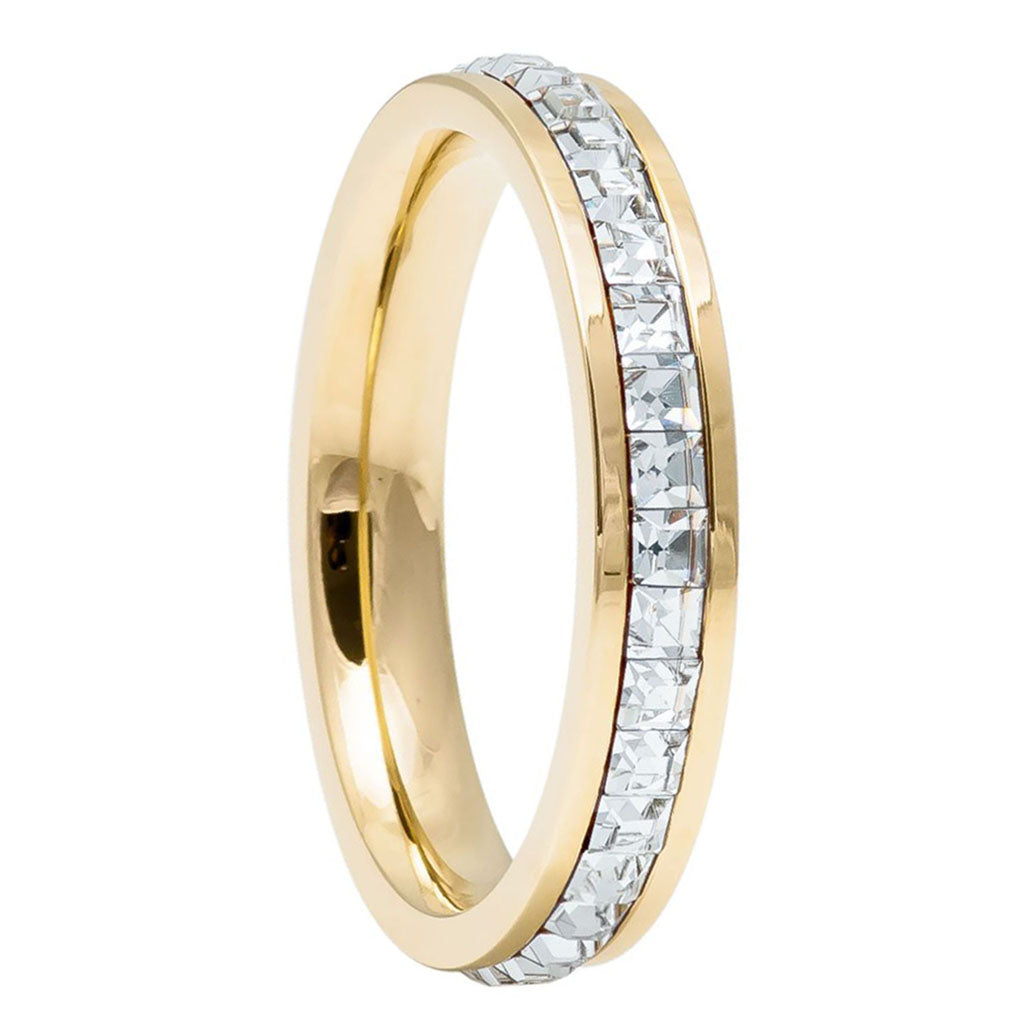 Titanium Women's Wedding Band with Eternity Square Cubic Zirconia