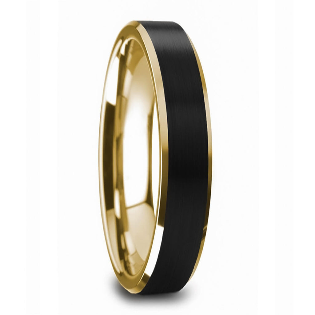 Gold Tungsten Men's Wedding Band with Black Center