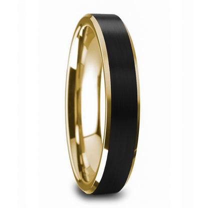 Gold Tungsten Men's Wedding Band with Black Center