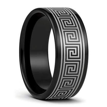 Greek Key Tungsten Men's Wedding Band