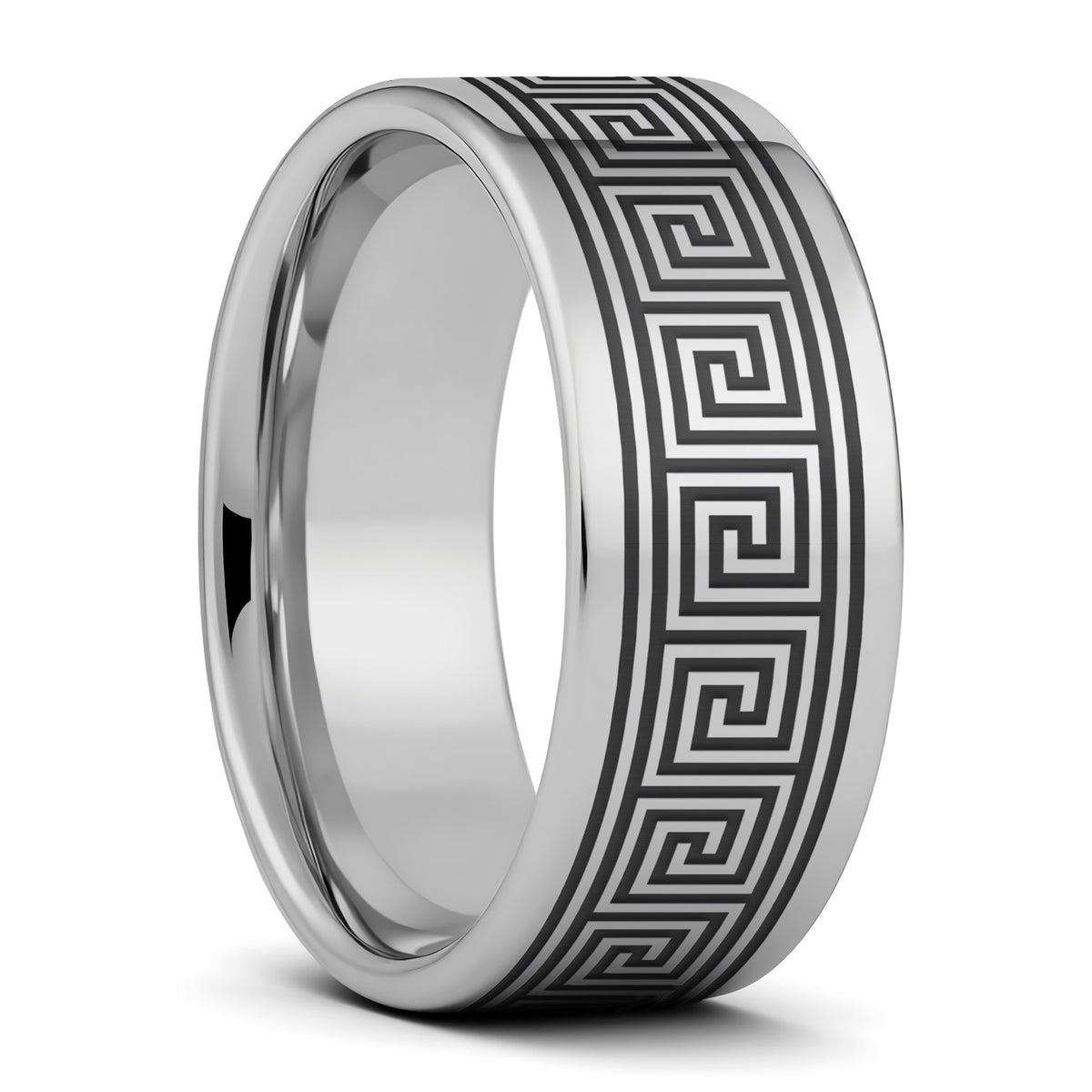 Greek Key Tungsten Men's Wedding Band