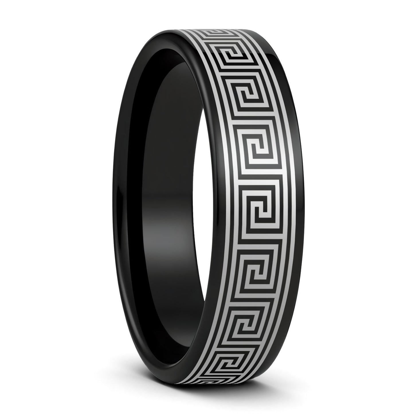 Greek Key Tungsten Men's Wedding Band