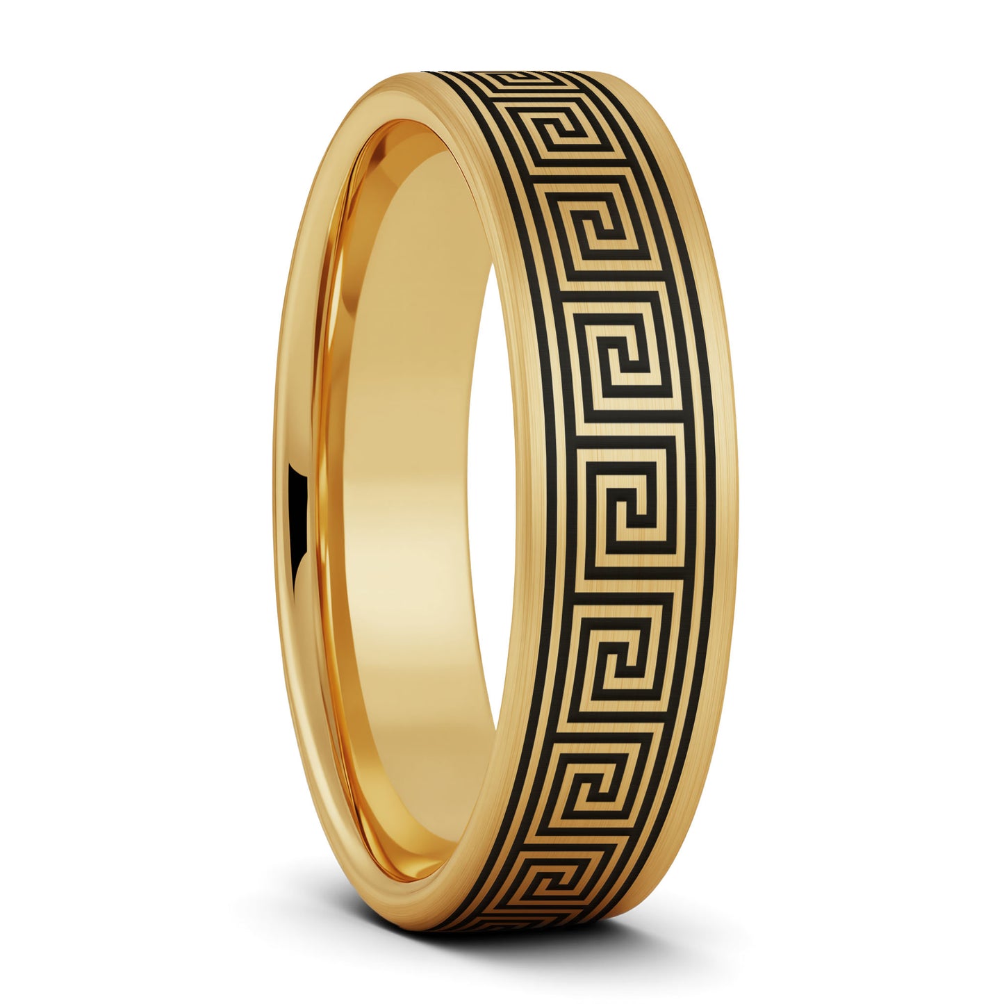 Greek Key Brushed Tungsten Women's Wedding Band