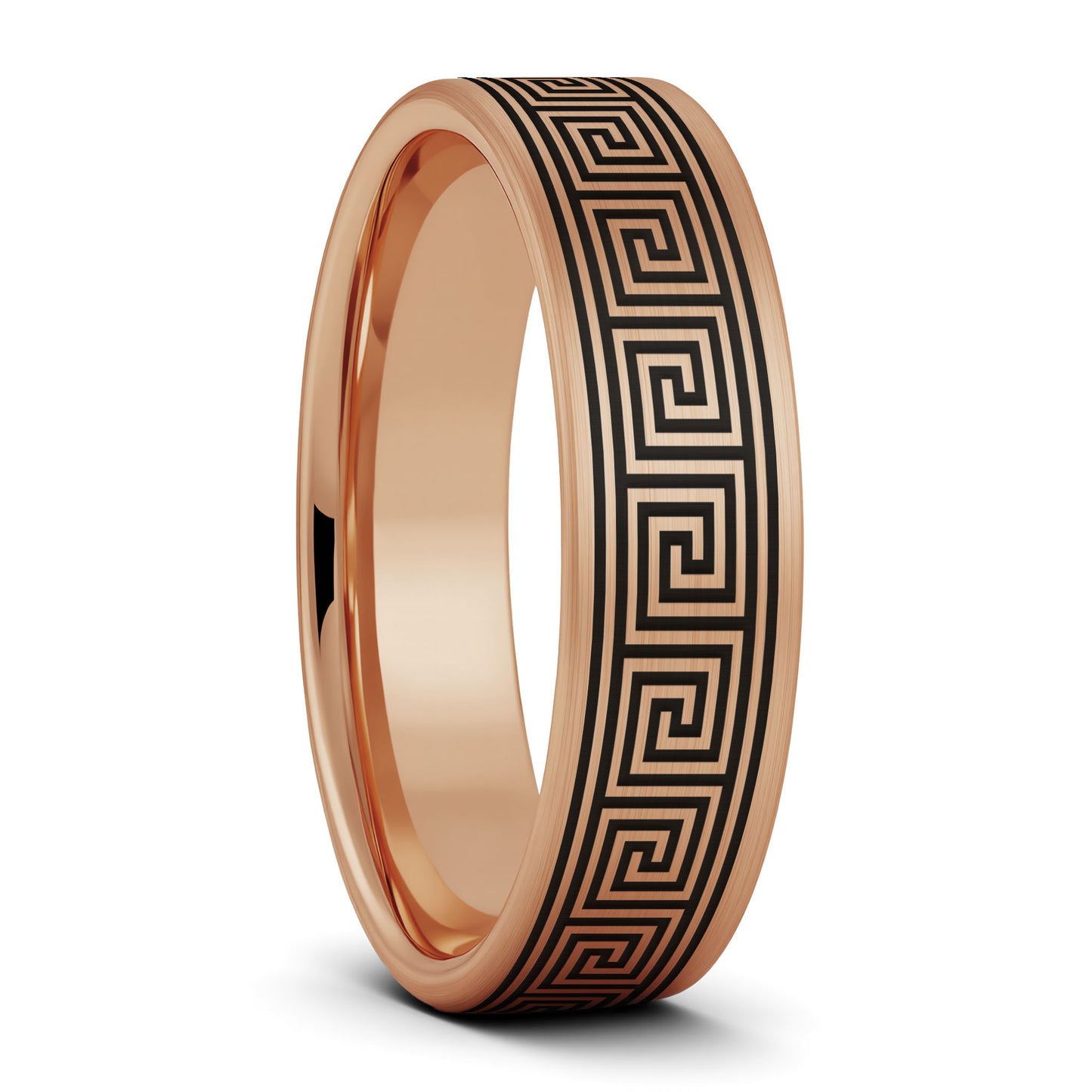 Greek Key Brushed Tungsten Women's Wedding Band