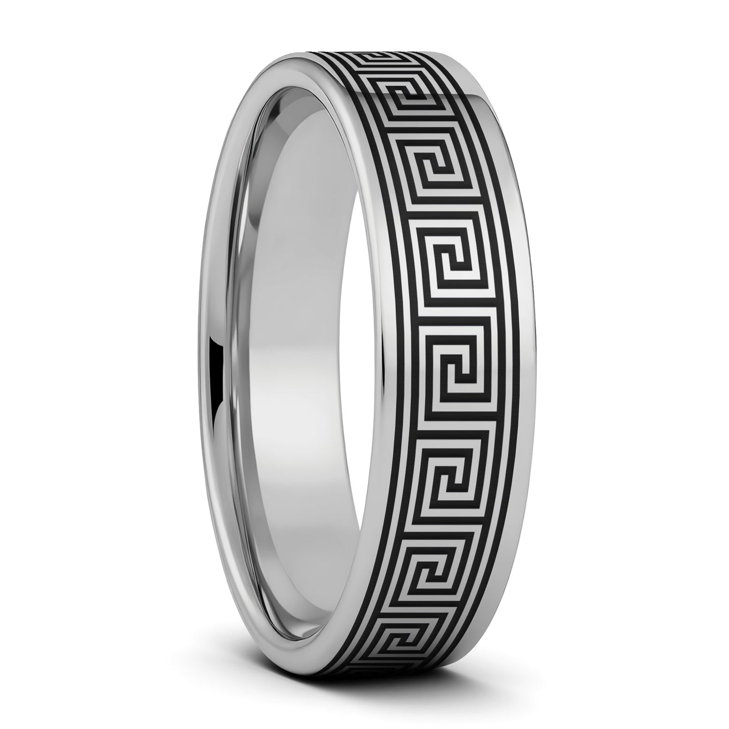 Greek Key Tungsten Men's Wedding Band