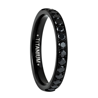 Half Eternity Cubic Zirconia Titanium Women's Wedding Band