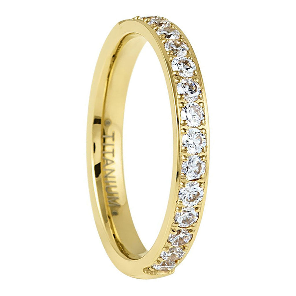 Half Eternity Cubic Zirconia Titanium Women's Wedding Band