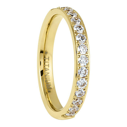 Half Eternity Cubic Zirconia Titanium Women's Wedding Band