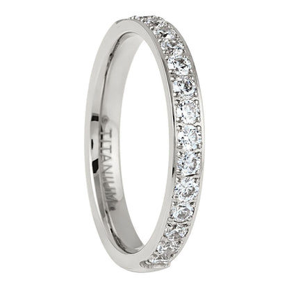 Half Eternity Cubic Zirconia Titanium Women's Wedding Band