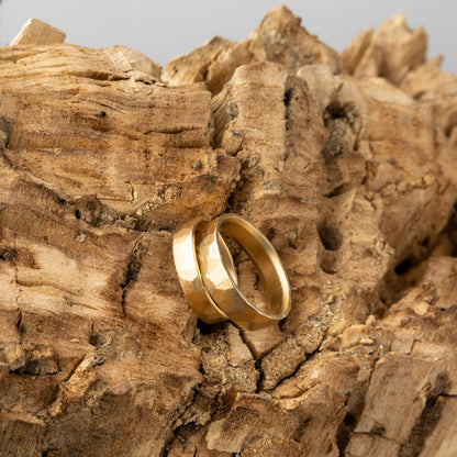 Hammered 14k Gold Wedding Band