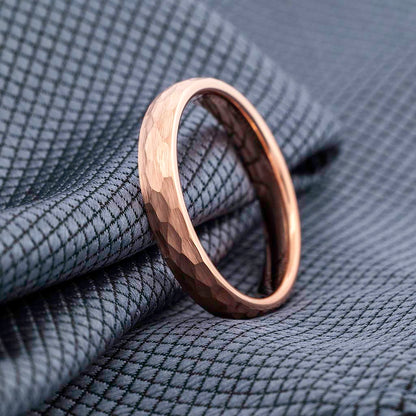 Hammered Rose Gold Brushed Tungsten Women's Wedding Band