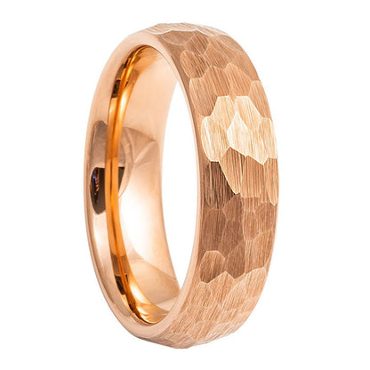 Hammered Rose Gold Brushed Tungsten Women's Wedding Band