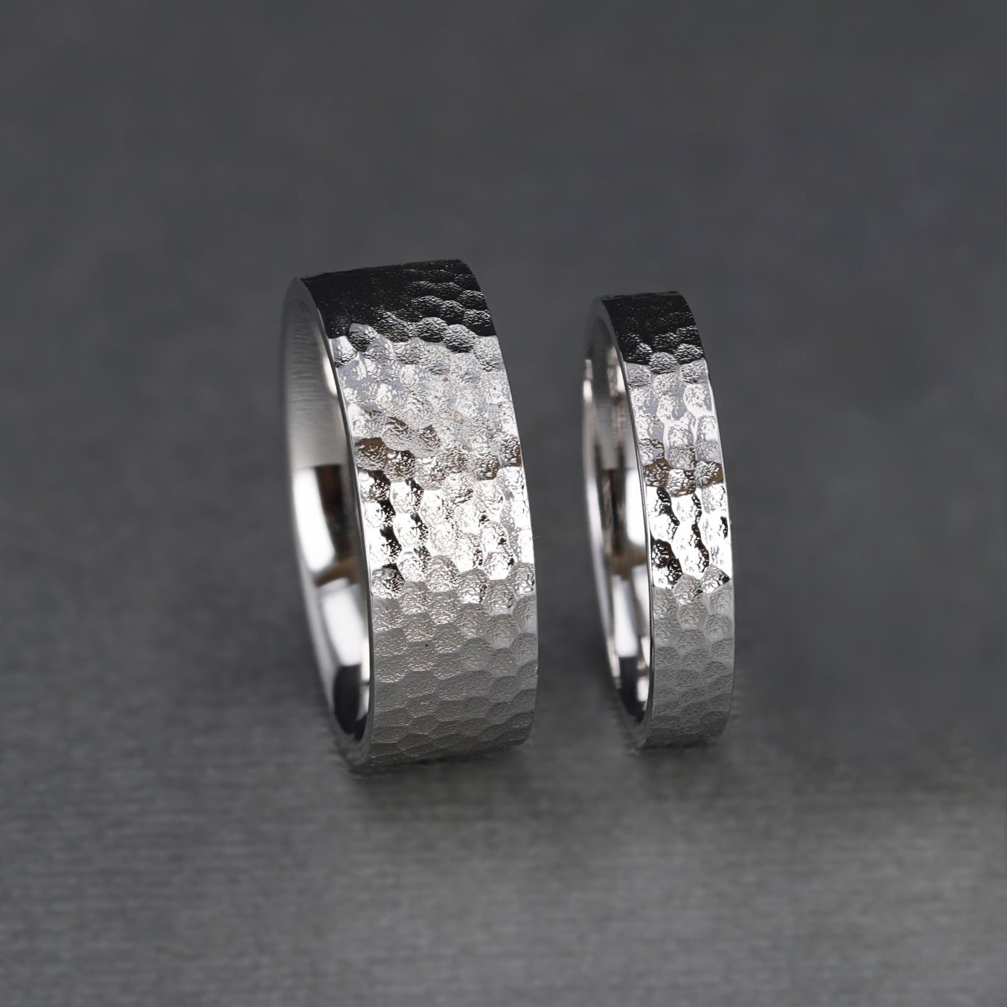 Hammered Sterling Silver Couple's Matching Wedding Band Set
