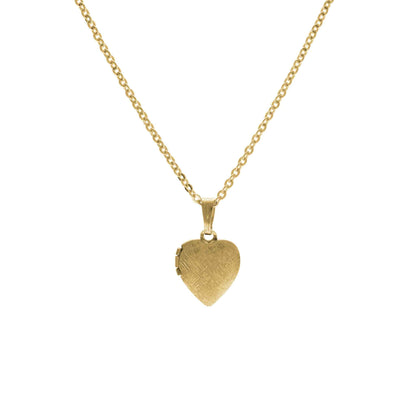 Heart Locket Necklace with Brushed Finish