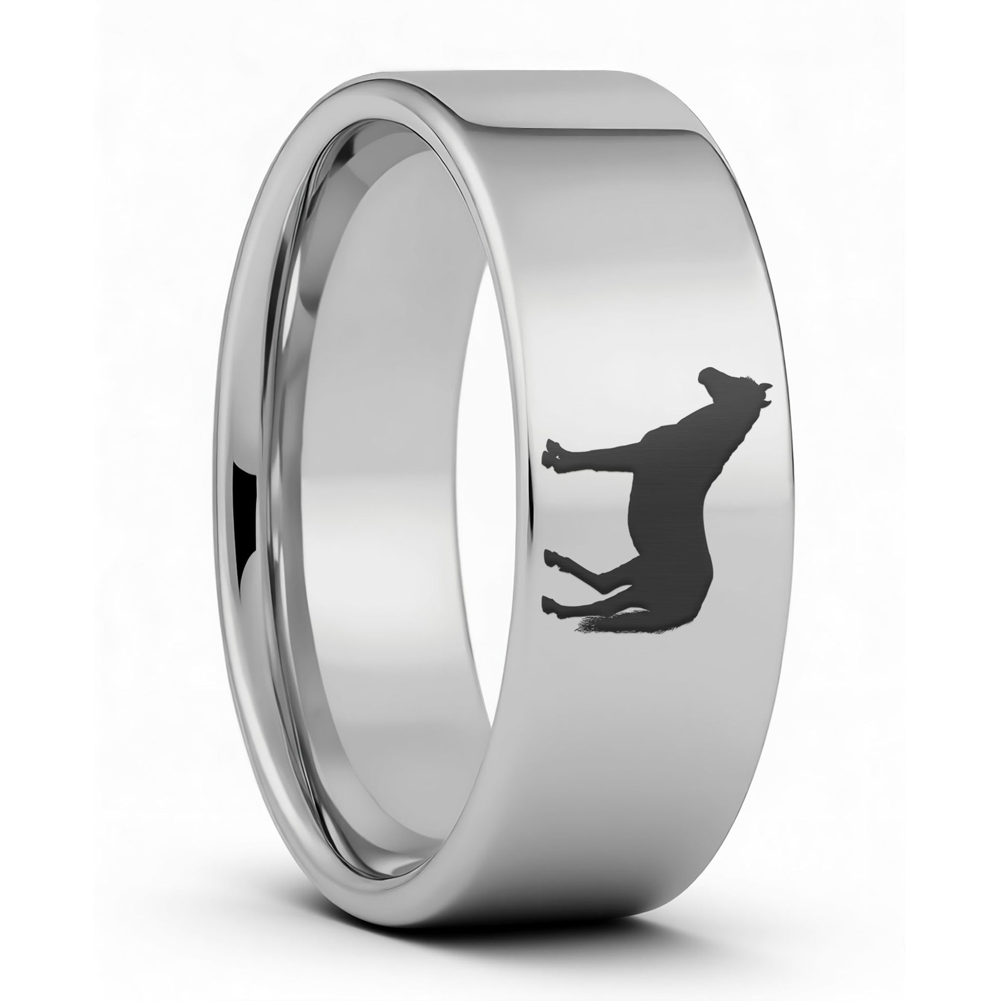 One Horse Tungsten Men's Wedding Band displayed on a plain white background