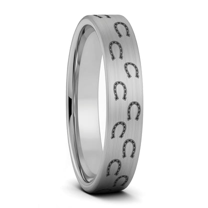 Horseshoes Brushed Tungsten Men's Wedding Band