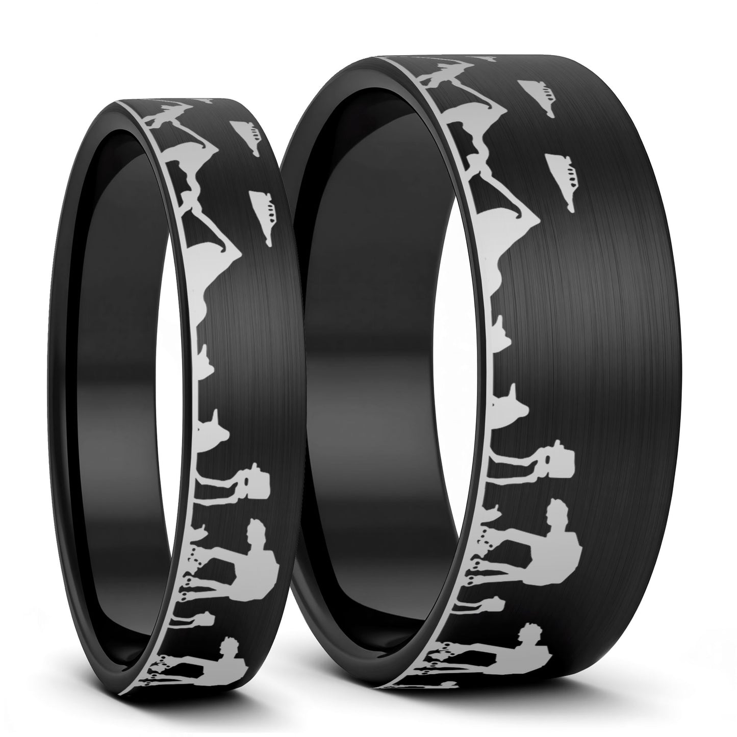 Star Wars Hoth Battle Brushed Tungsten Couple's Matching Wedding Band Set