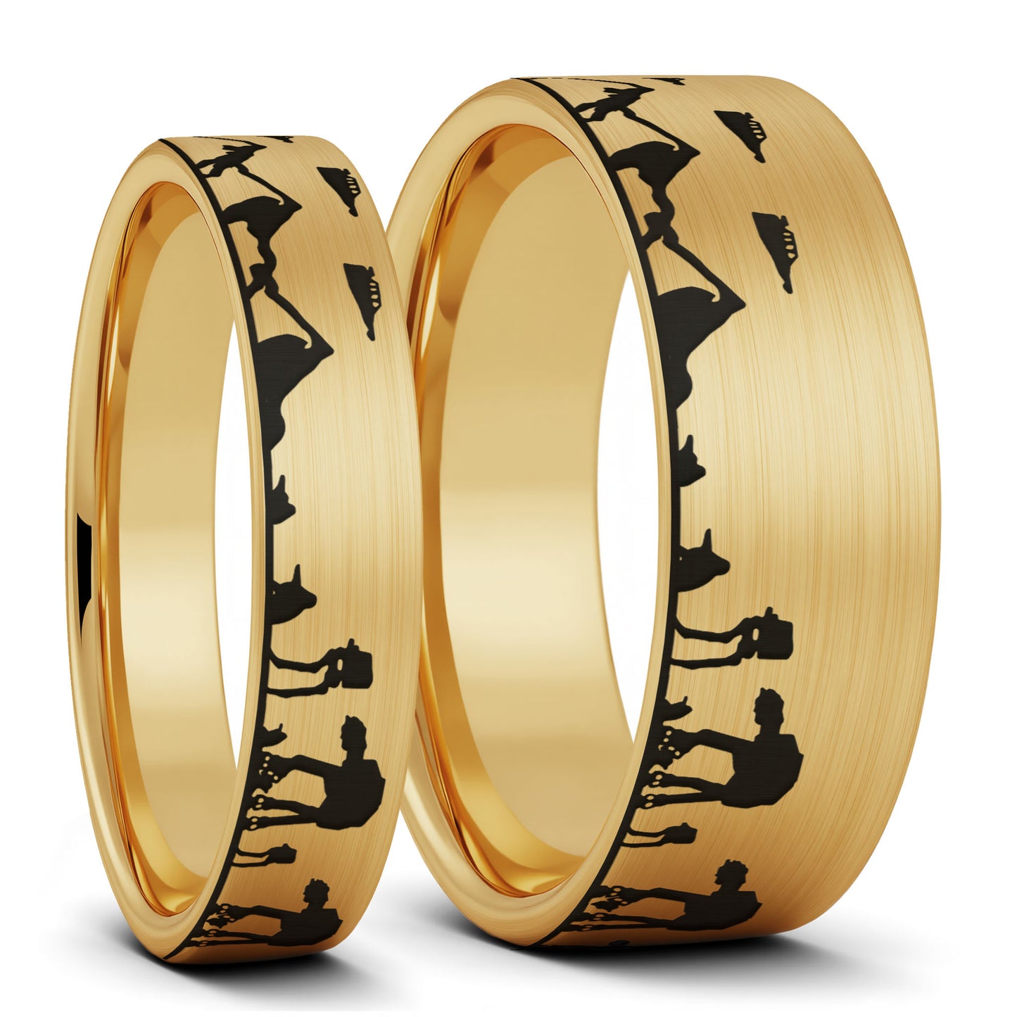 Star Wars Hoth Battle Brushed Tungsten Couple's Matching Wedding Band Set