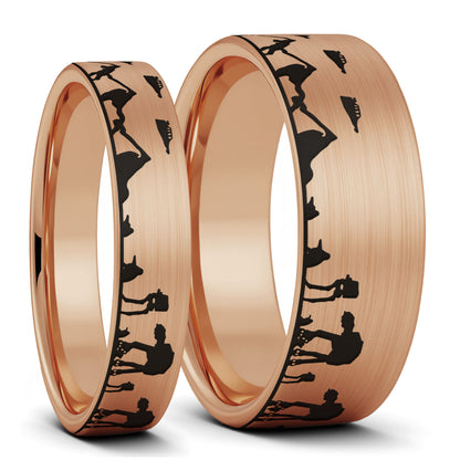 Star Wars Hoth Battle Brushed Tungsten Couple's Matching Wedding Band Set