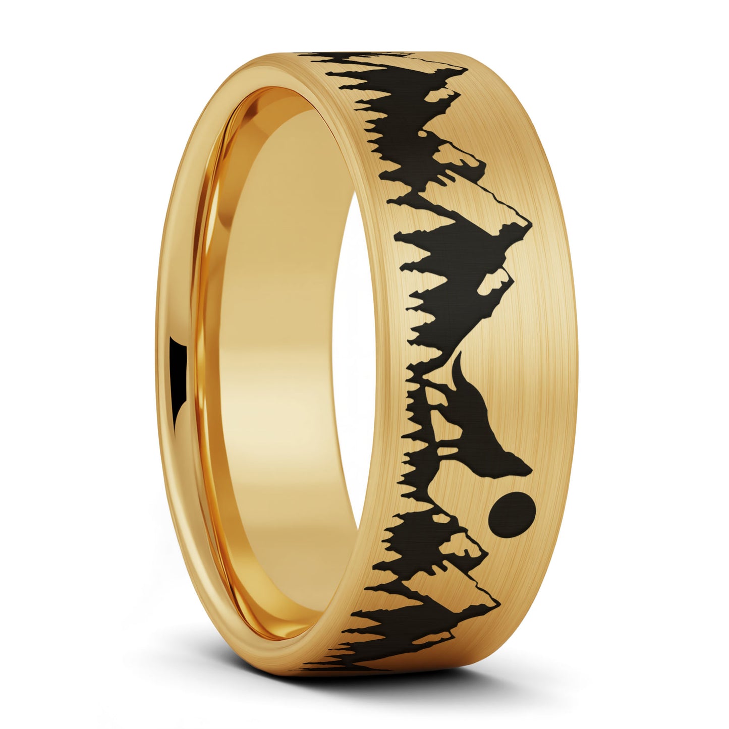 Alliance en tungstène pour hommes Howling Wolf Moon