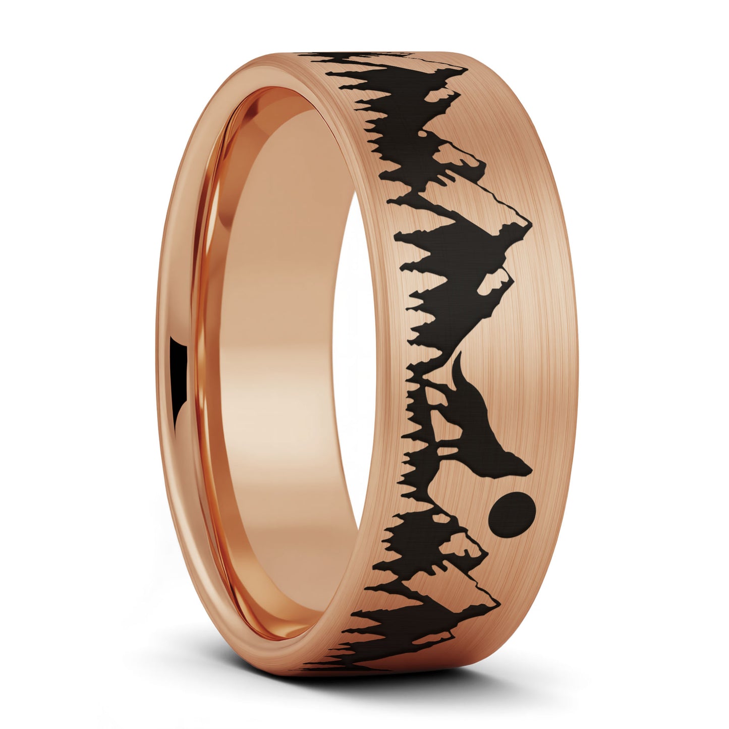 Alliance en tungstène pour hommes Howling Wolf Moon
